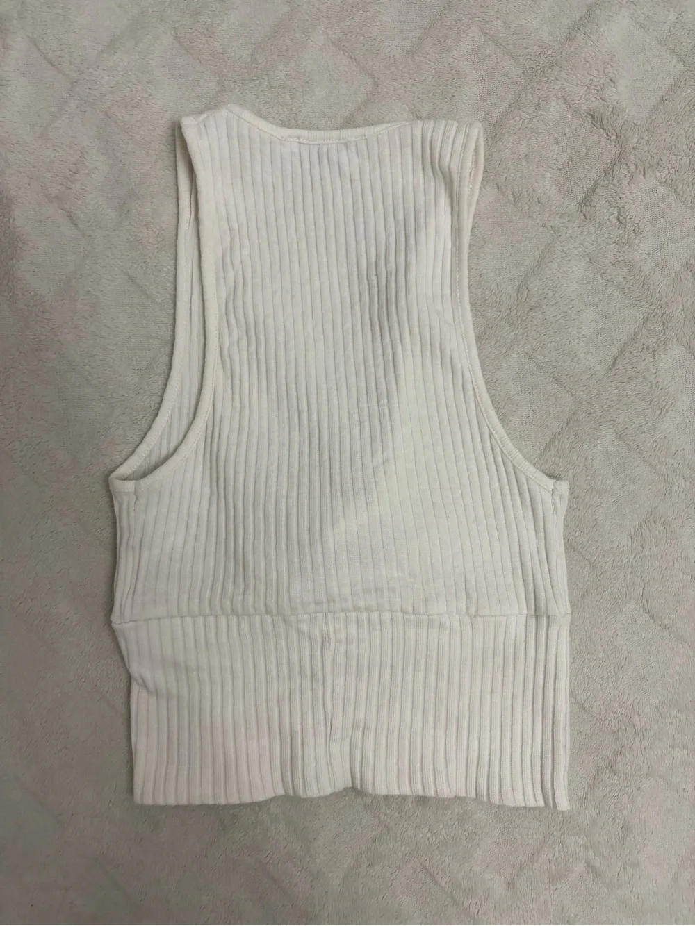 Zara Cream Ribbed Tie-Front Tank Top - Picture 2 of 2